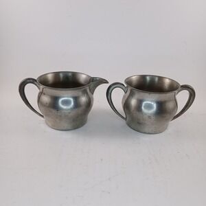 Vintage Woodbury Pewterers Open Sugar and‎ Creamer